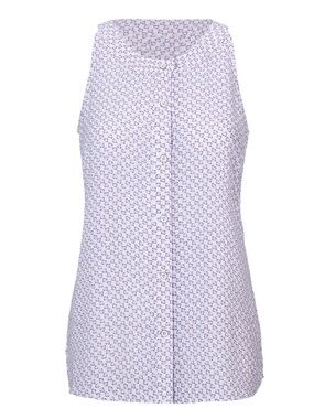 Cabi Priscilla Top M Purple Floral Button Front Sleeveless Blouse